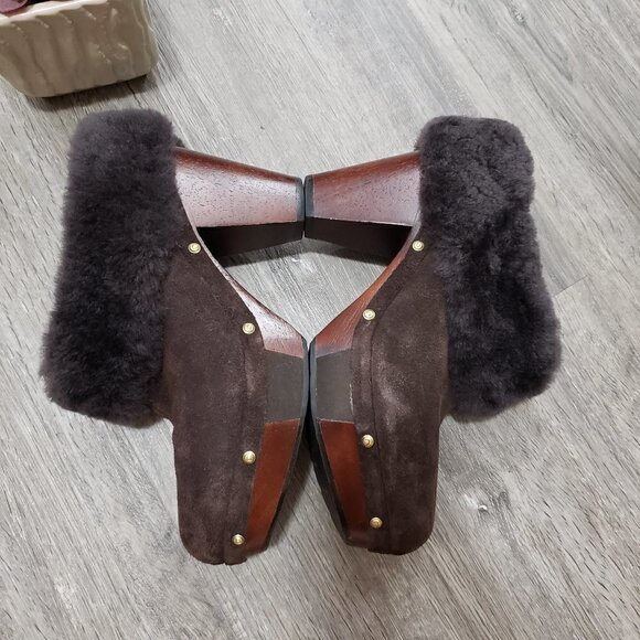 Rockport Katja Shearling Mule Brown Suede Sz 7 - Picture 4 of 10